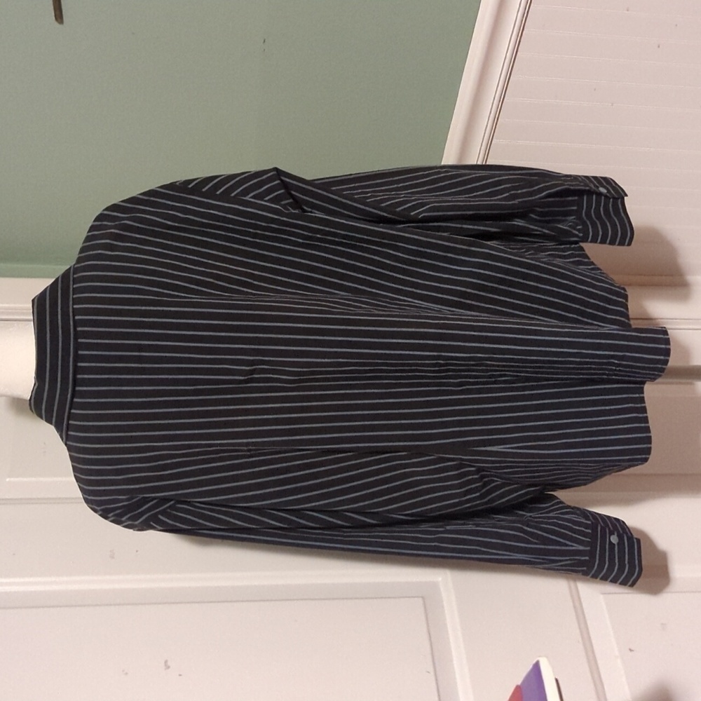 Lane Bryant Pinstriped Long Sleeve Collared Shirt Plus Size Country Western - Picture 9 of 12
